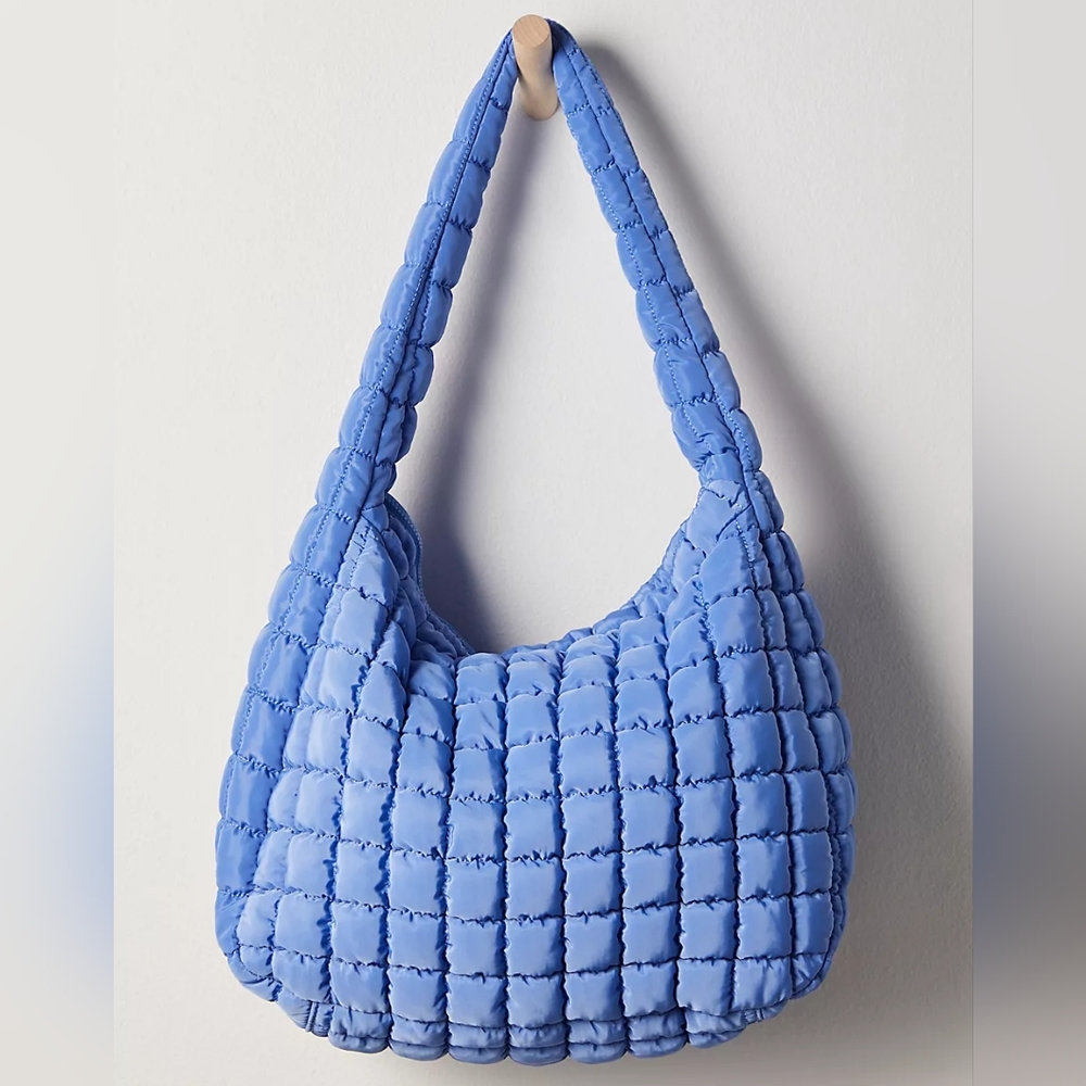 FP Movement Blueberry Quilted Carryall Shoulder Bag Tote Free People Hobo Blue - Picture 4 of 12